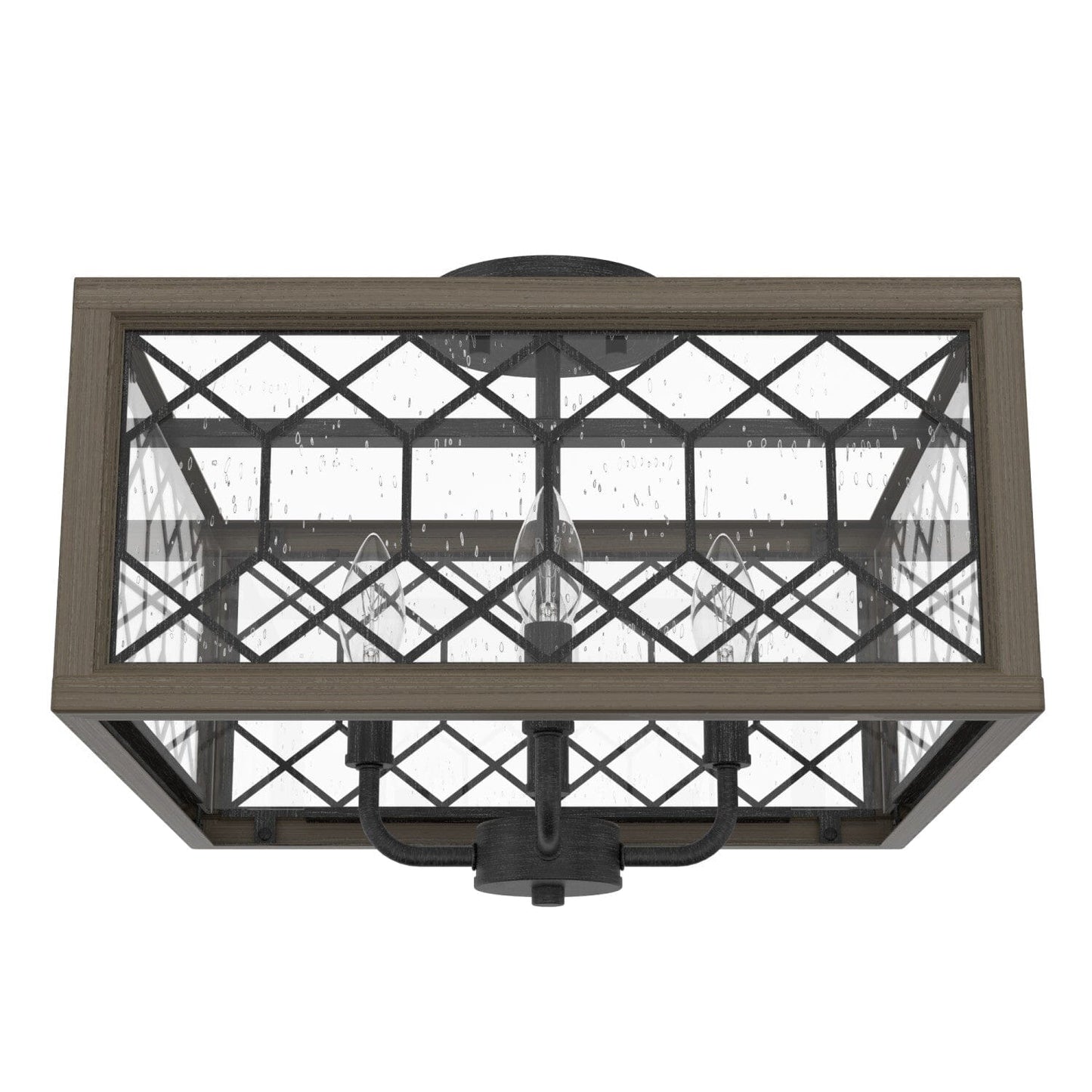 Chevron 4 Light Semi-Flush Mount Lighting Hunter Rustic Iron - French Oak 