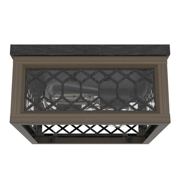 Chevron Flush Mount Lighting Hunter Rustic Iron - French Oak 