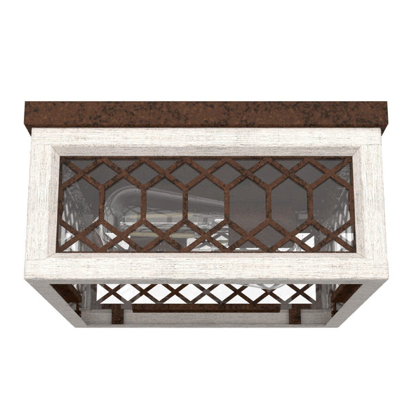 Chevron Flush Mount Lighting Hunter Textured Rust - Distressed White 