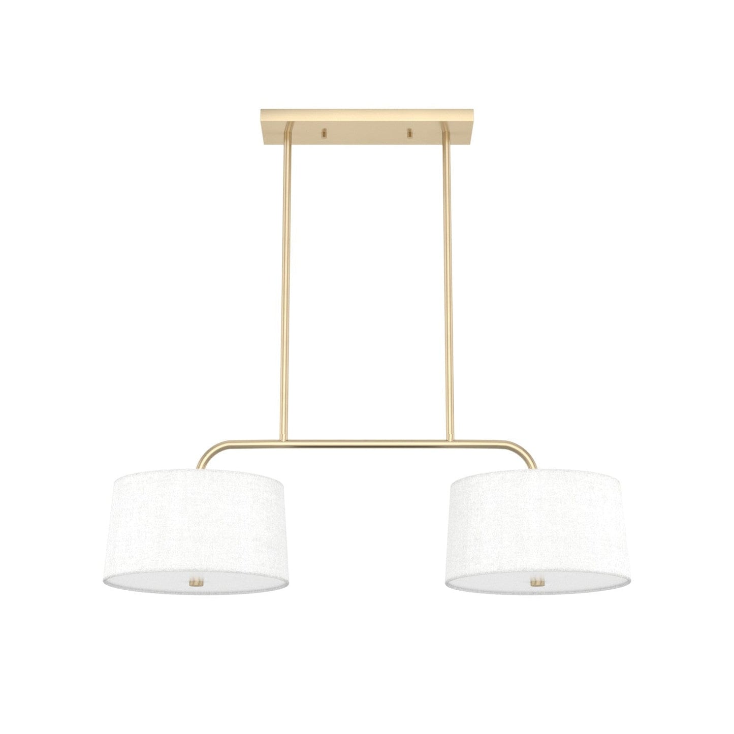 Cottage Hill 4 light 2 Shade Linear Chandelier Lighting Hunter Alturas Gold - Off White Linen 