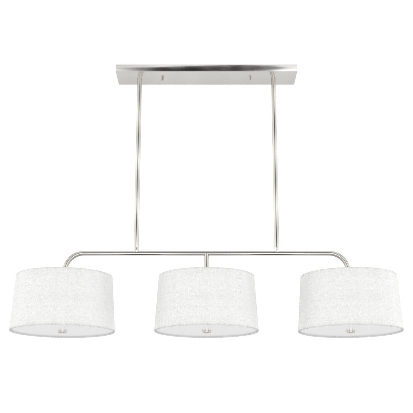 Cottage Hill 6 Light 3 Shade Linear Chandelier Lighting Hunter Brushed Nickel - Off White Linen 