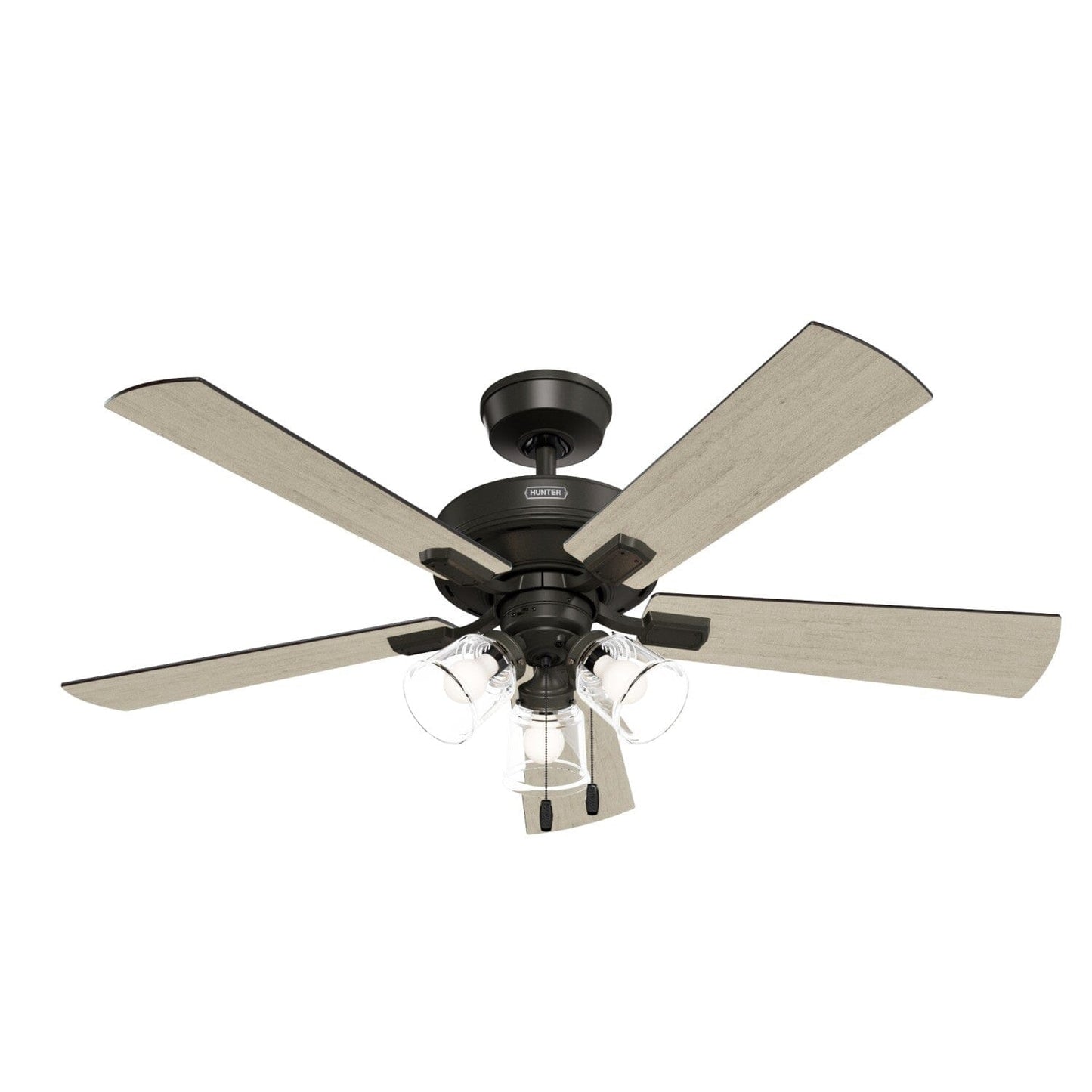 Crestfield HunterExpress with 3 LED Lights 52 inch Ceiling Fans Hunter Noble Bronze - Bleached Grey Pine 
