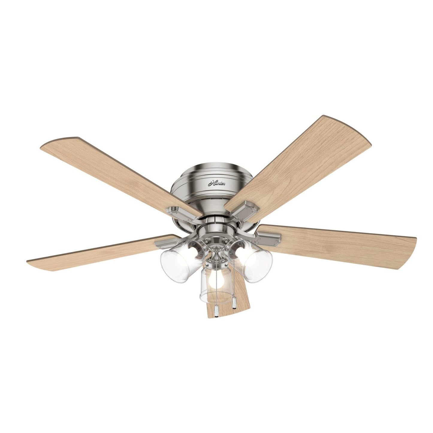 Crestfield Low Profile with 3 LED Lights 52 inch Ceiling Fans Hunter Brushed Nickel - Bleached Grey Pine 
