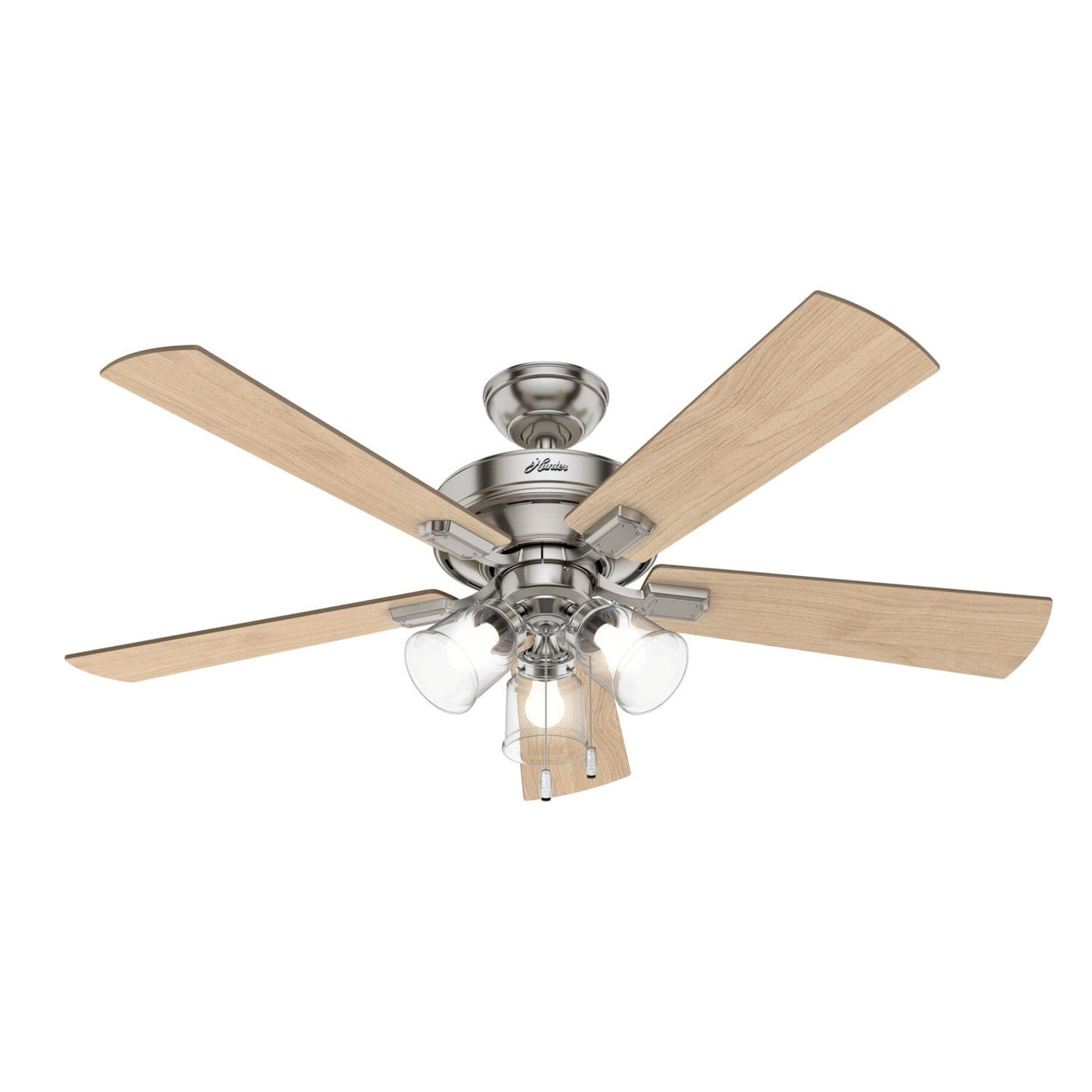 Crestfield with 3 LED Lights 52 inch Ceiling Fans Hunter Brushed Nickel - Bleached Grey Pine 