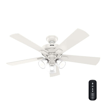 Crestfield with 3 LED Lights 52 inch with remote Ceiling Fans Hunter Fresh White - Fresh White 