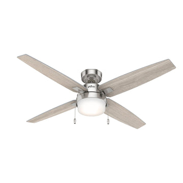Crossfield with LED Light 54 inch Ceiling Fans Hunter Brushed Nickel - Light Gray Oak 
