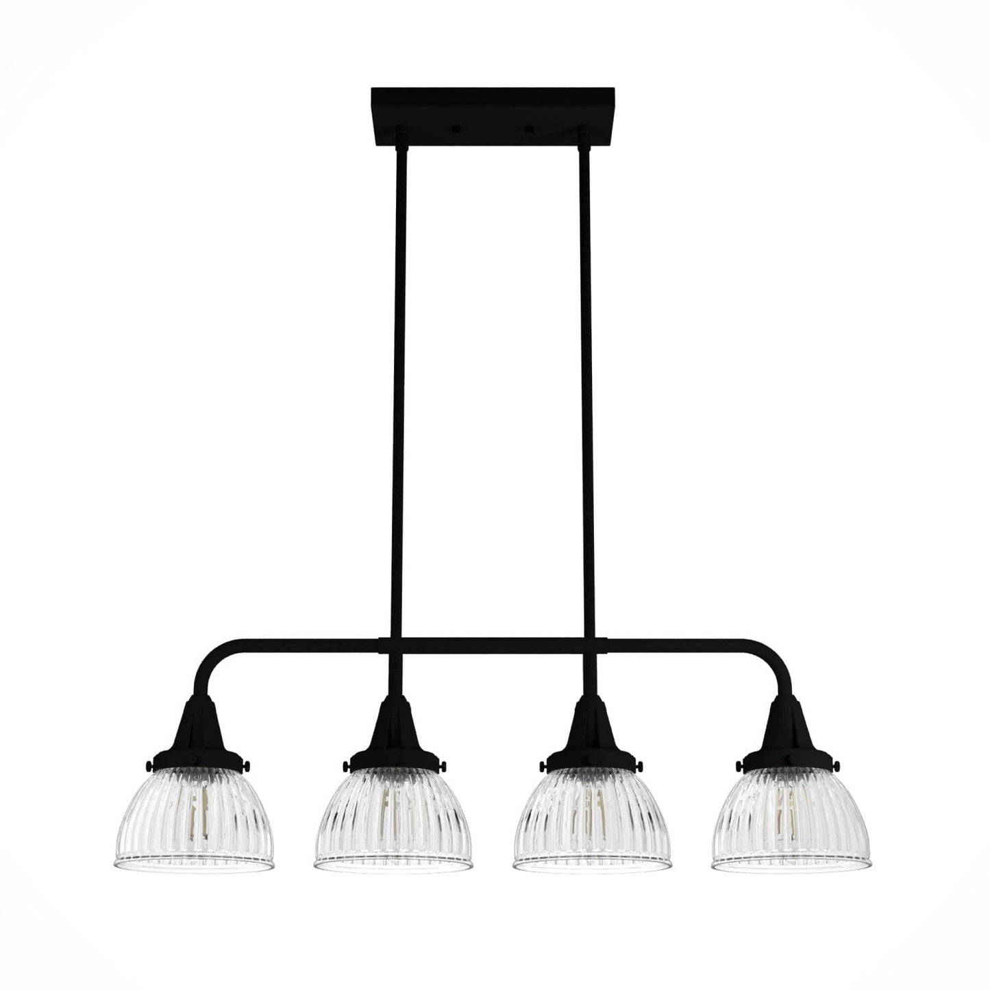 Cypress Grove 4 Light Linear Chandelier Lighting Hunter Natural Black Iron - Clear Holophane 
