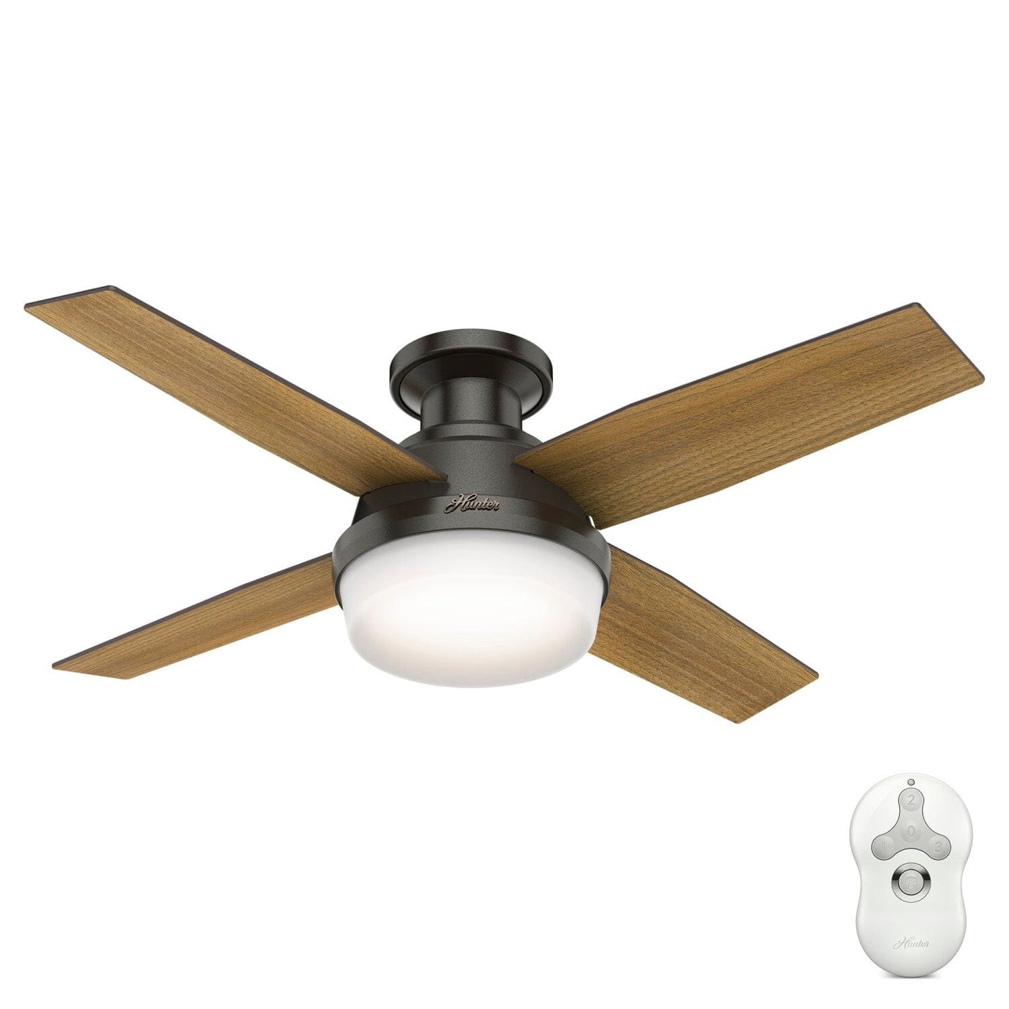 Dempsey Low Profile with Light 44 inch Ceiling Fans Hunter Noble Bronze - Mid Century Walnut 