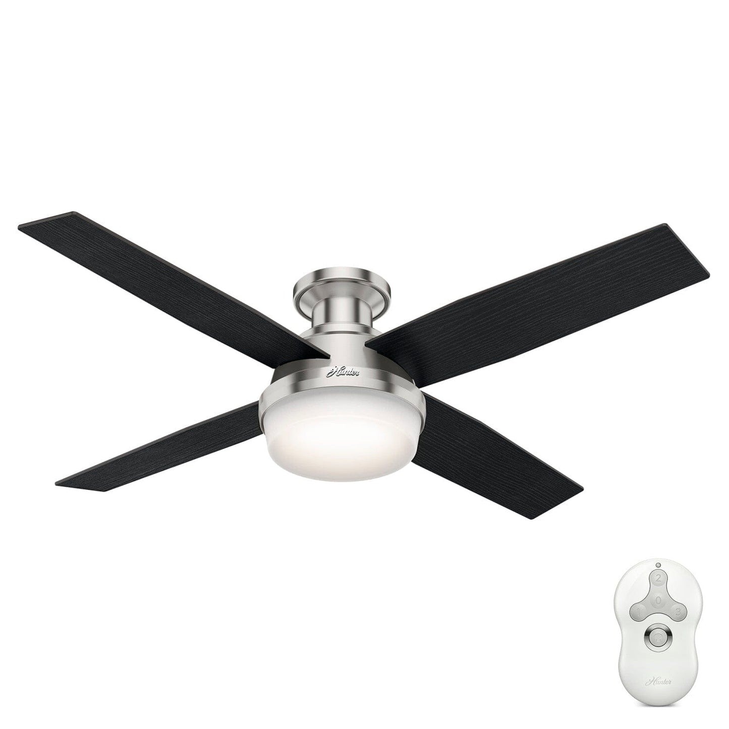 Dempsey Low Profile with Light 52 inch Ceiling Fans Hunter Brushed Nickel - Black Oak 