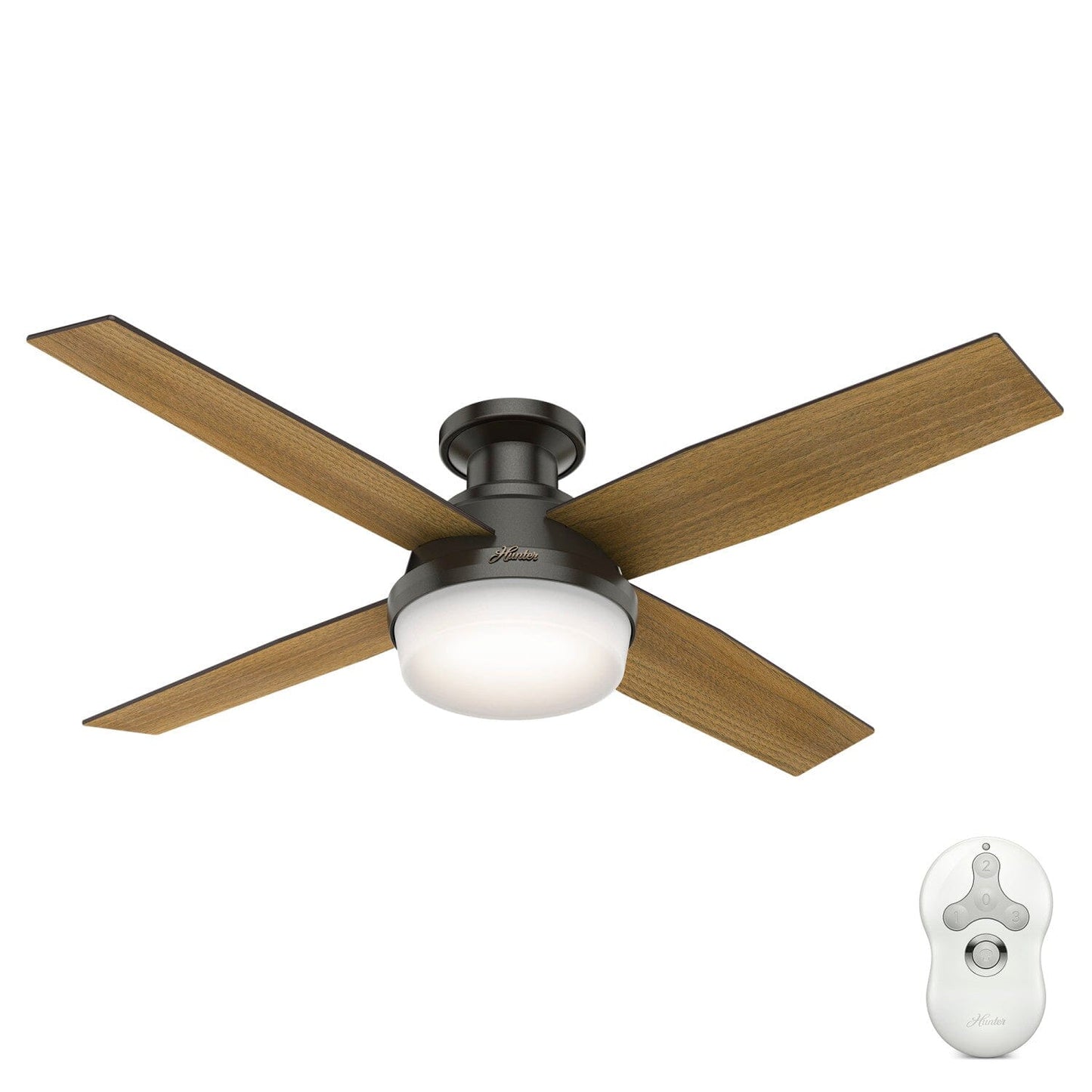 Dempsey Low Profile with Light 52 inch Ceiling Fans Hunter Noble Bronze - Mid Century Walnut 