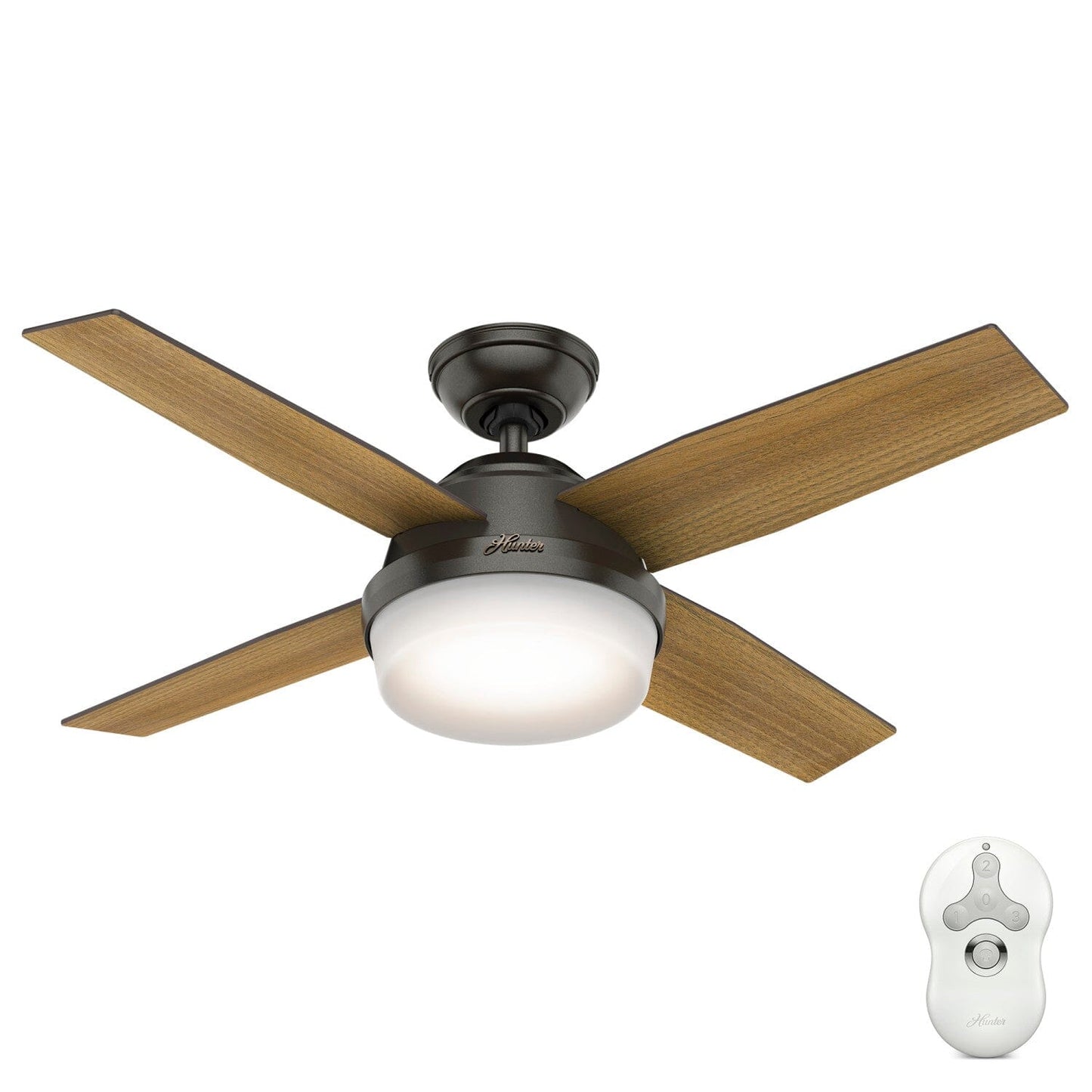 Dempsey with Light 44 inch Ceiling Fans Hunter Noble Bronze - Mid Century Walnut 