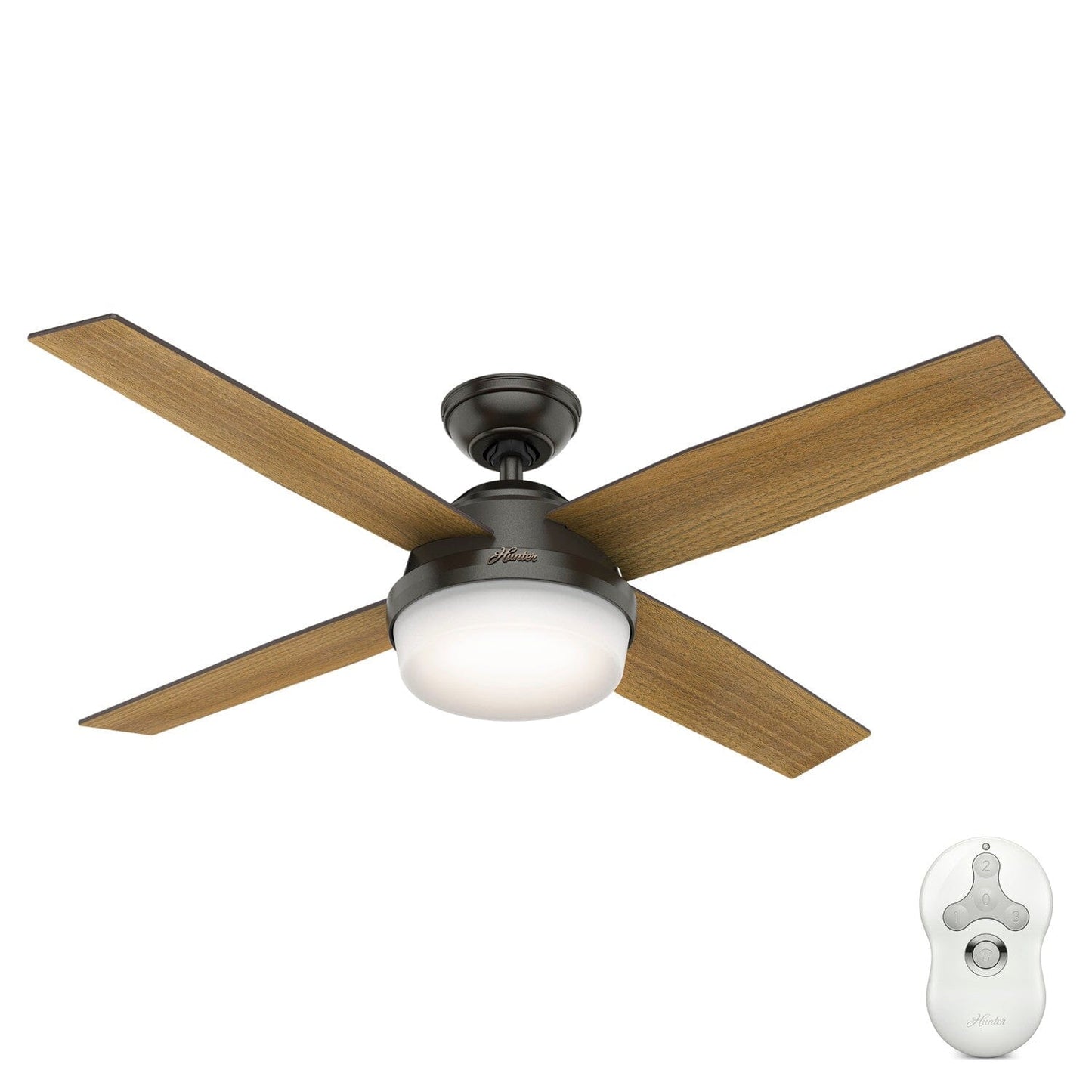 Dempsey with Light 52 inch Ceiling Fans Hunter Noble Bronze - Mid Century Walnut 