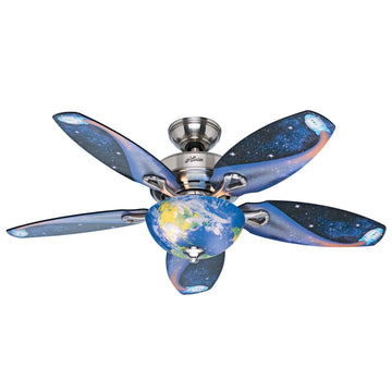 Discovery with LED Light 48 Inch Ceiling Fans Hunter Brushed Nickel - Rocket Stars 