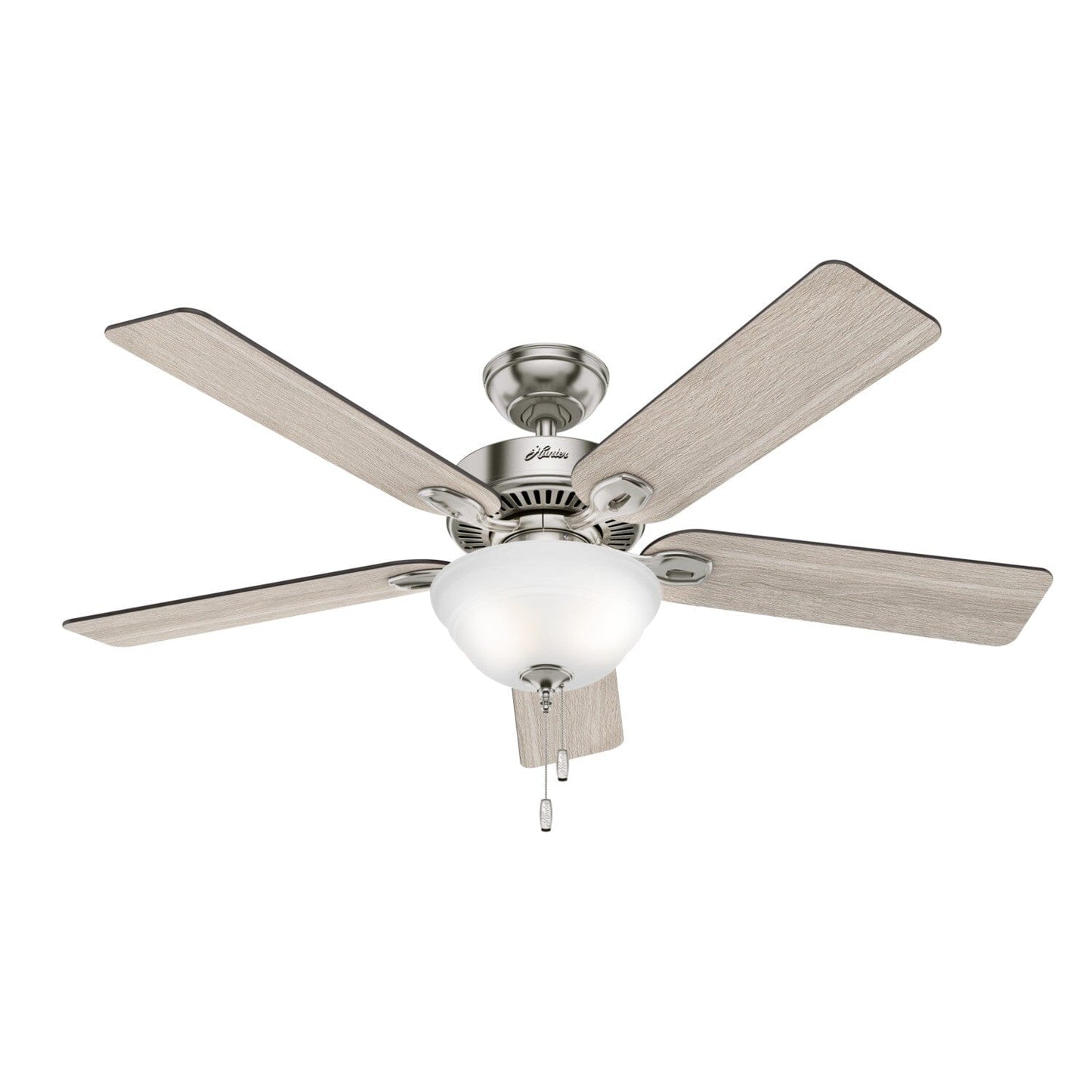 Dominion II with LED Bowl 52 inch Ceiling Fans Hunter Brushed Nickel - Light Grey Oak 