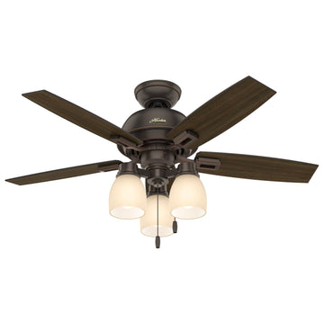 Donegan Amber Painted with 3 Lights 44 inch Ceiling Fans Hunter Onyx Bengal - Dark Walnut 