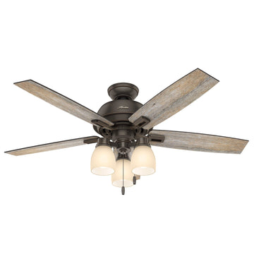Donegan Amber Painted with 3 Lights 52 inch Ceiling Fans Hunter Onyx Bengal - Dark Walnut 