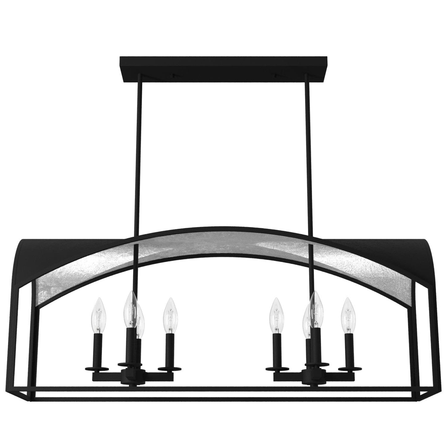 Dukestown Linear 8 Light Lighting Hunter Natural Black Iron - Silver Leaf 