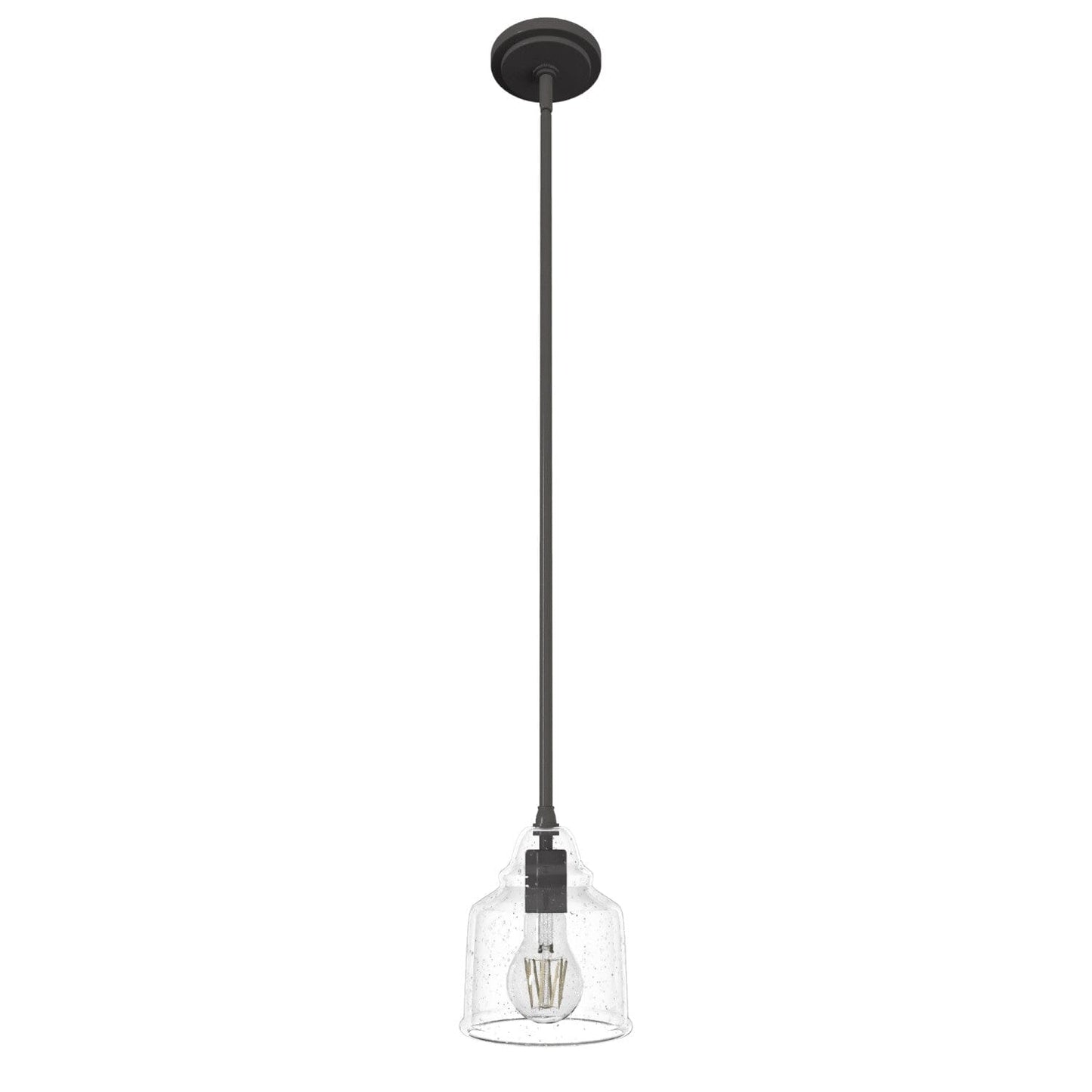 Dunshire Bell Clear Seeded Glass 1 Light 6 Inch Mini Pendant Lighting Hunter Noble Bronze - Seeded 