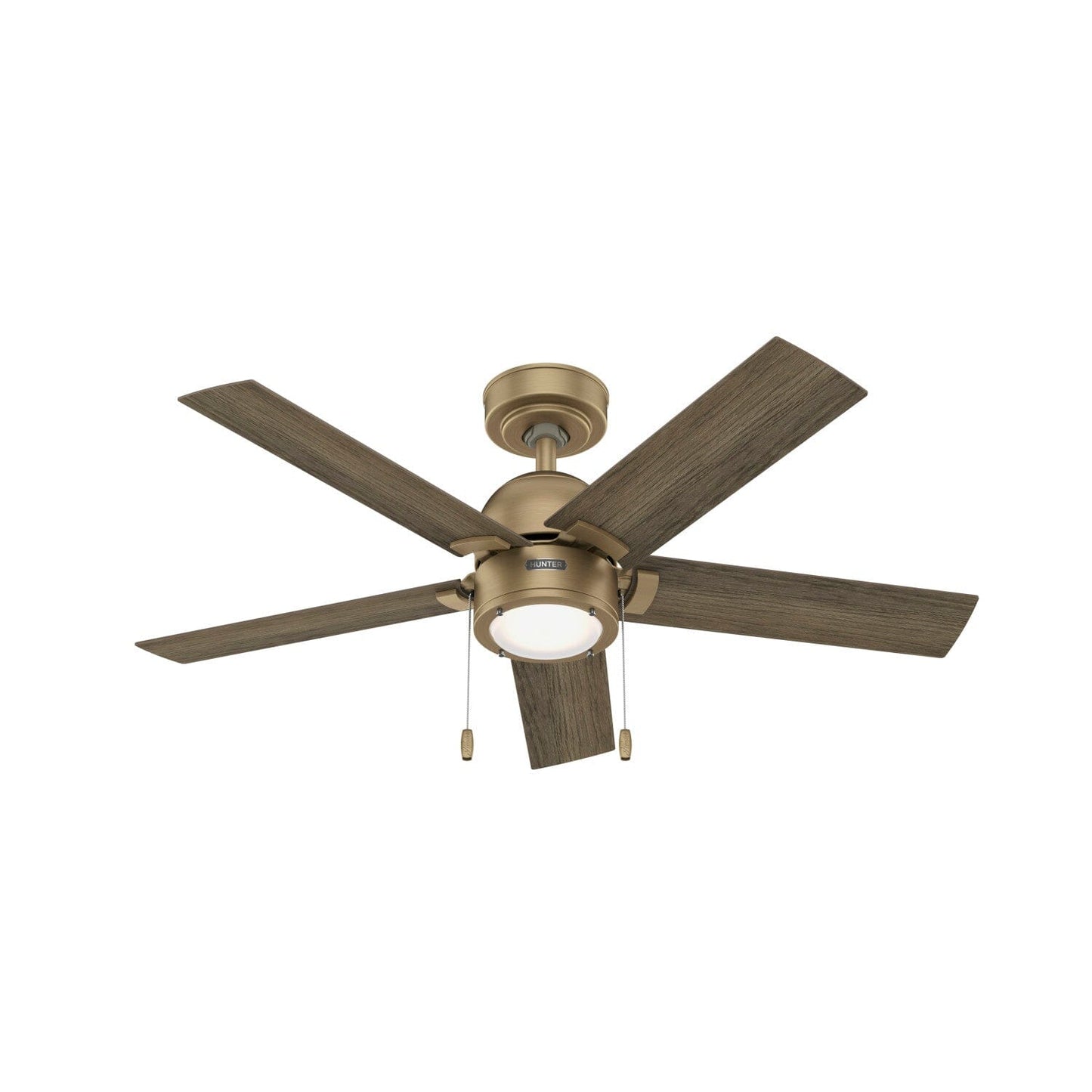 Erling with LED Light 44 inch Ceiling Fans Hunter Luxe Gold - Warm Grey Oak 
