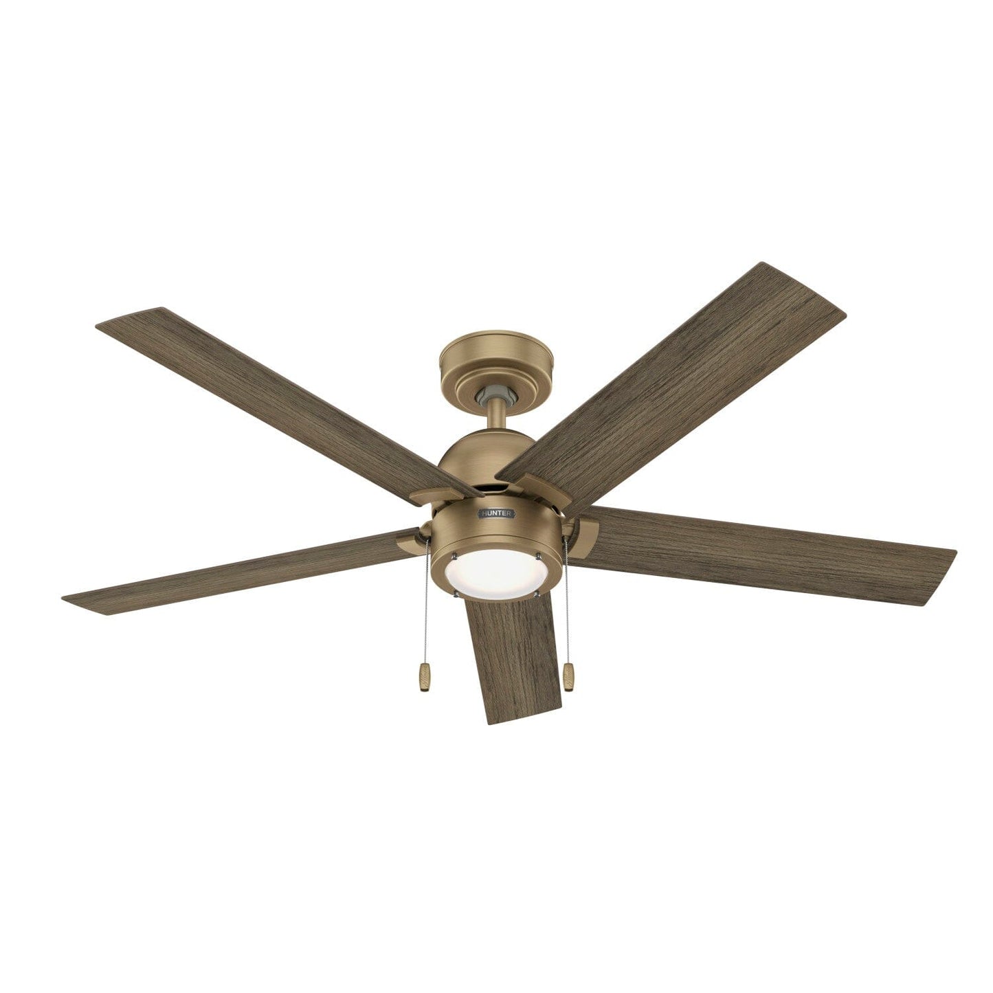 Erling with LED Light 52 inch Ceiling Fans Hunter Luxe Gold - Warm Grey Oak 