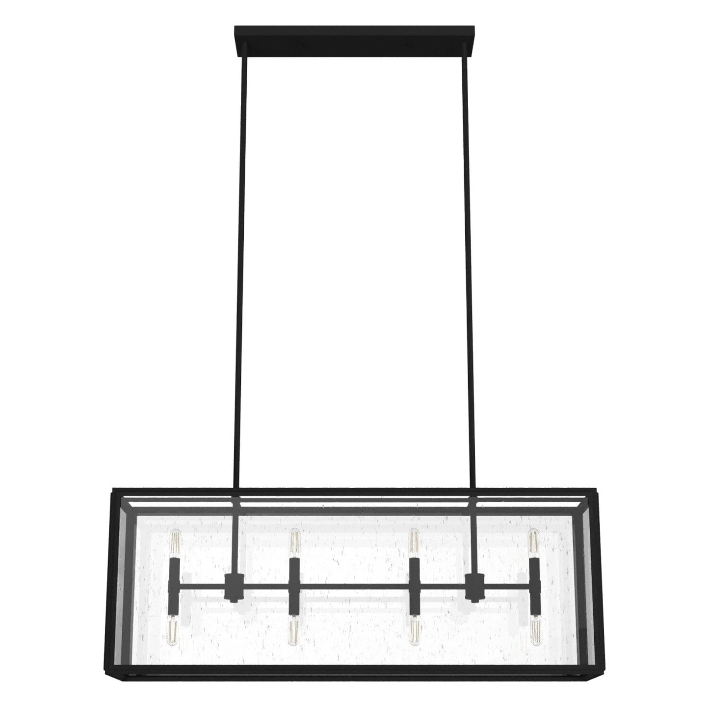 Felippe 8 Light Linear Chandelier Lighting Hunter Natural Black Iron - Seeded 