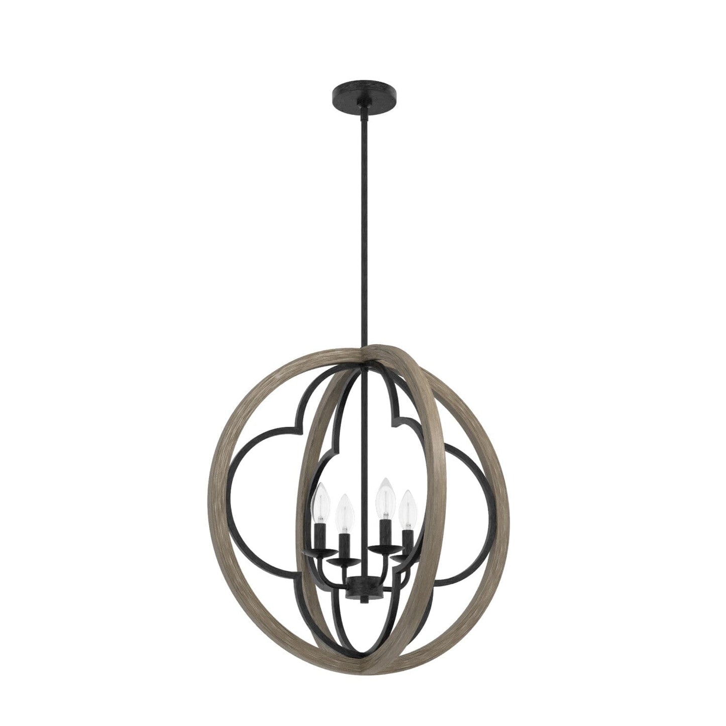 Gablecrest 4 Light Pendant 24 inch Lighting Hunter French Oak - Rustic Iron 