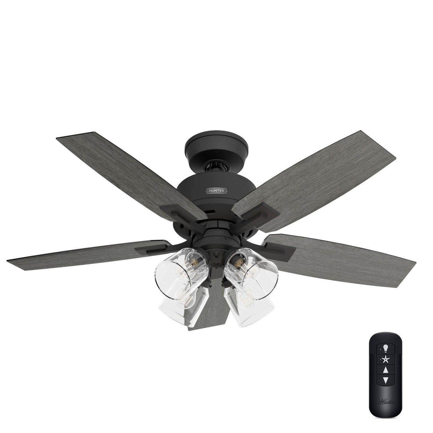 Gatlinburg with 4 Lights 44 inch Ceiling Fans Hunter Matte Black - Dark Gray Oak 