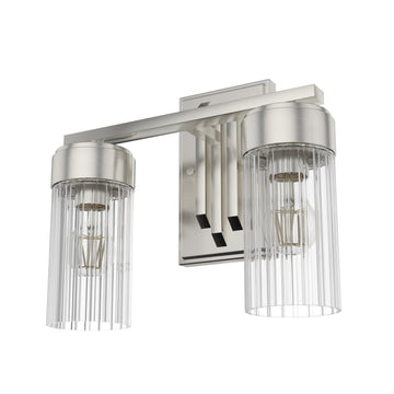 Gatz Vanity 2 Light Lighting Hunter Brushed Nickel - Clear Fluted 