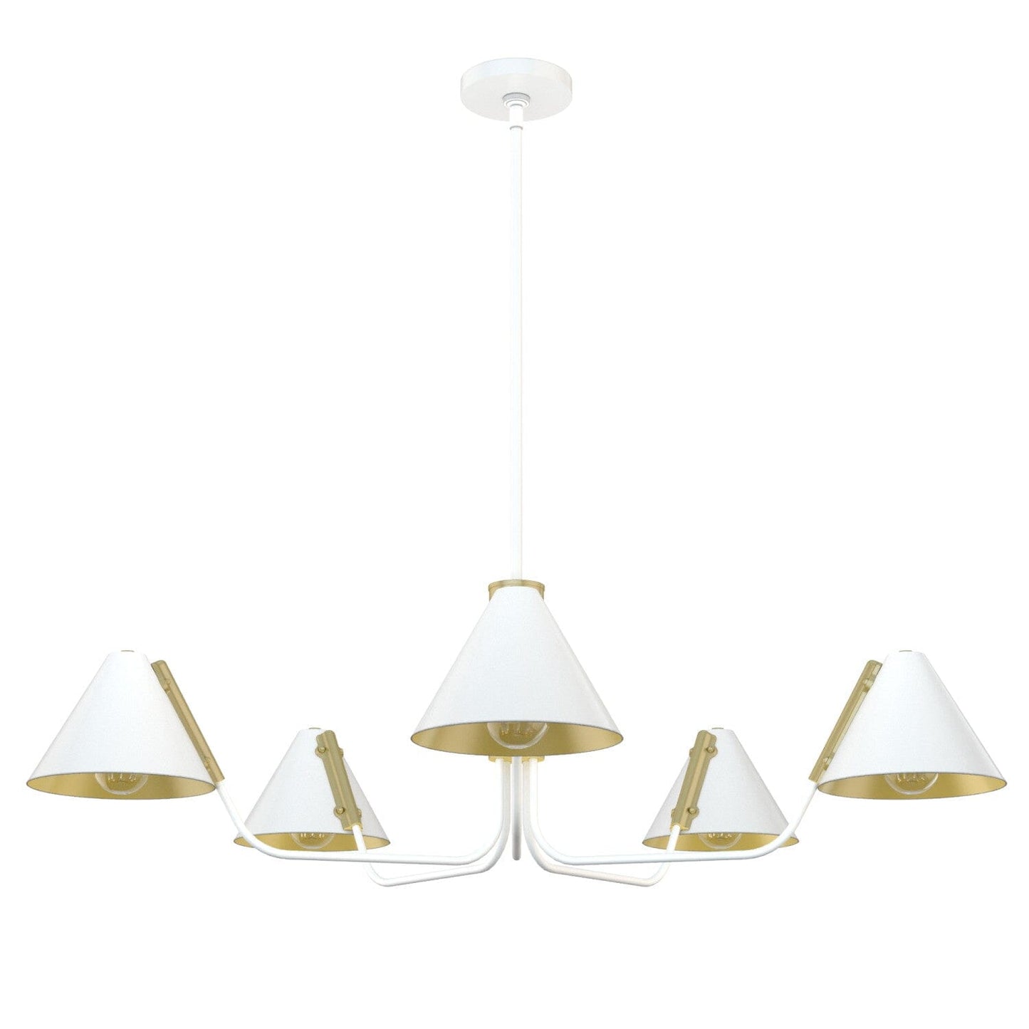 Grove Isle 5 Light Chandelier Lighting Hunter Matte White - Modern Brass 