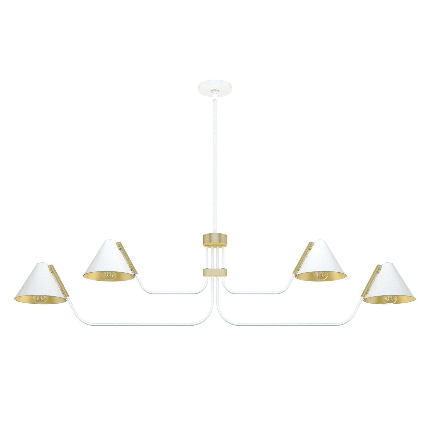 Grove Isle Chandelier 4 Light Lighting Hunter Matte White - Modern Brass 
