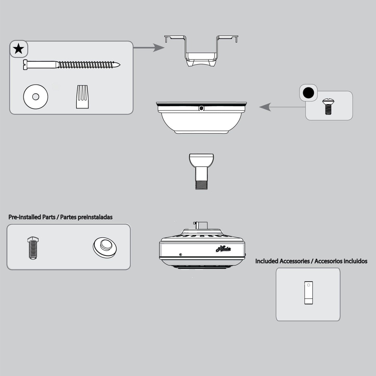 Hanging System Kit-Brushed Nickel - K006501214 Service Parts Hunter 