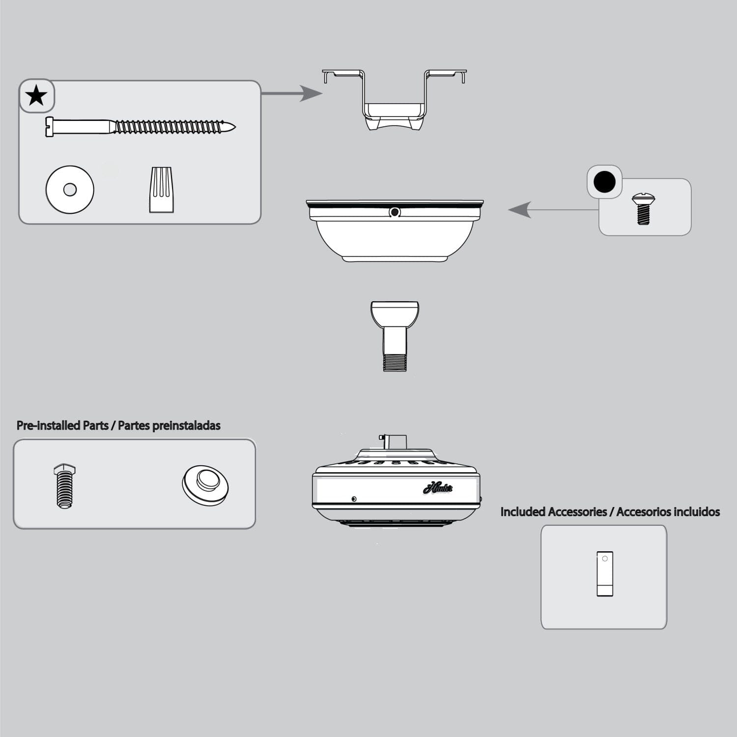 Hanging System Kit-Brushed Nickel - K006501214 Service Parts Hunter 