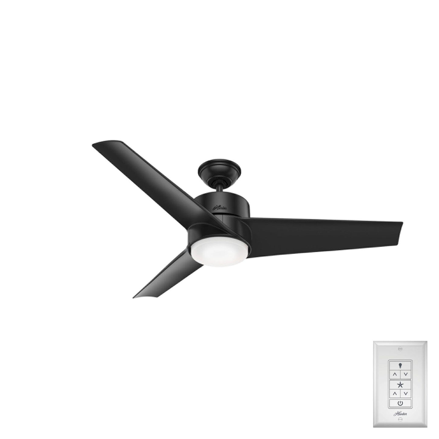 Havoc with LED Light 54 Inch Ceiling Fans Hunter Matte Black - Matte Black 