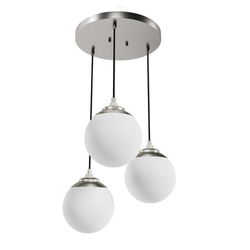 Hepburn 3 Light Round Cluster Lighting Hunter Brushed Nickel - Cased White 