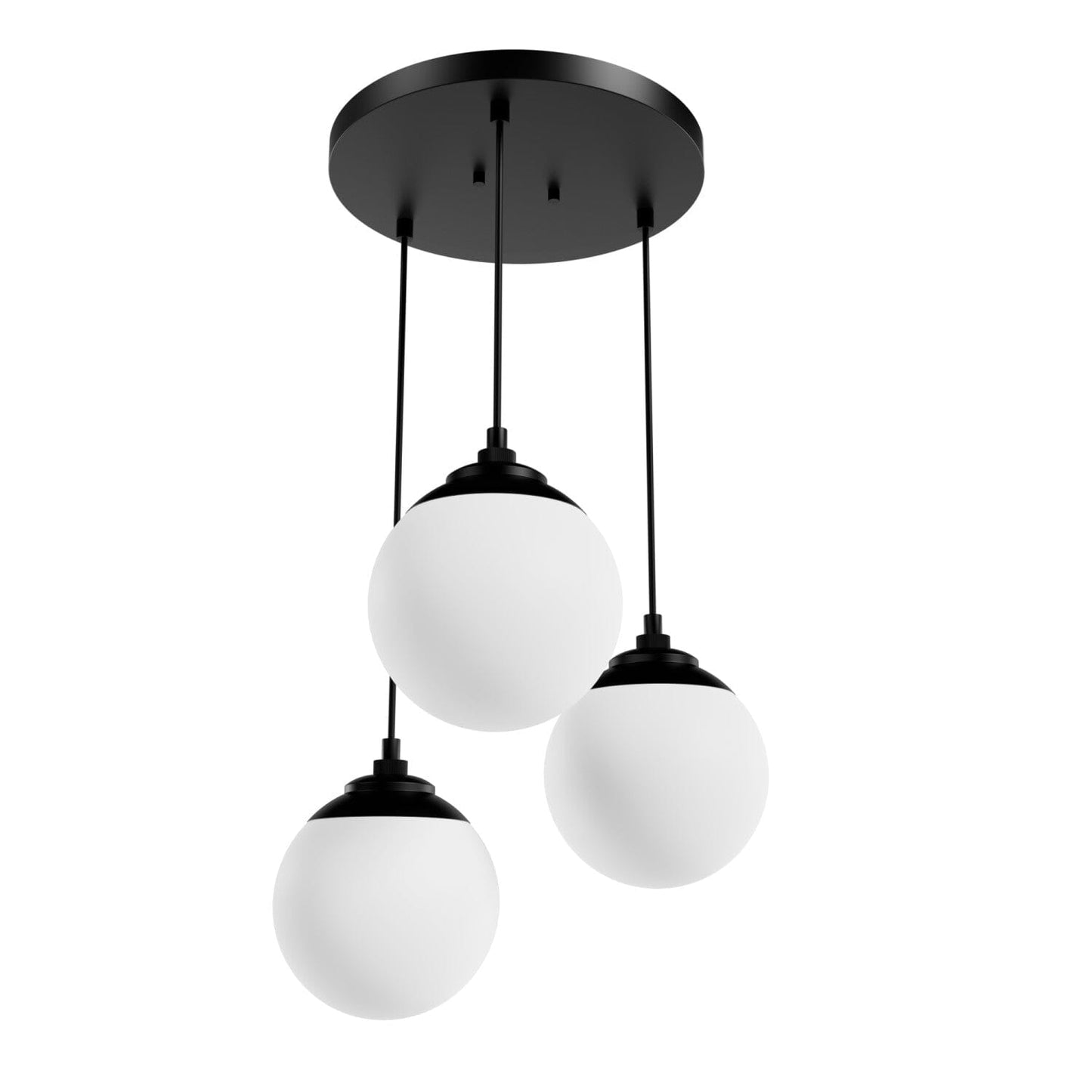 Hepburn 3 Light Round Cluster Lighting Hunter Matte Black - Cased White 