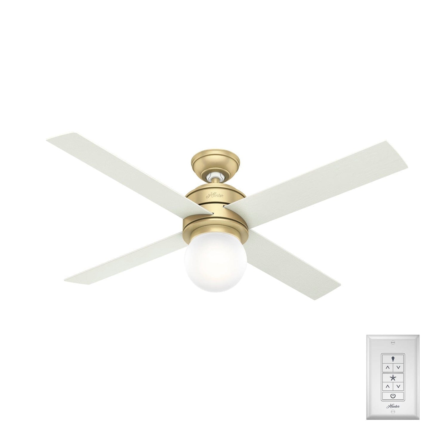 Hepburn with LED Light 52 inch Ceiling Fans Hunter Modern Brass - Aged Oak 