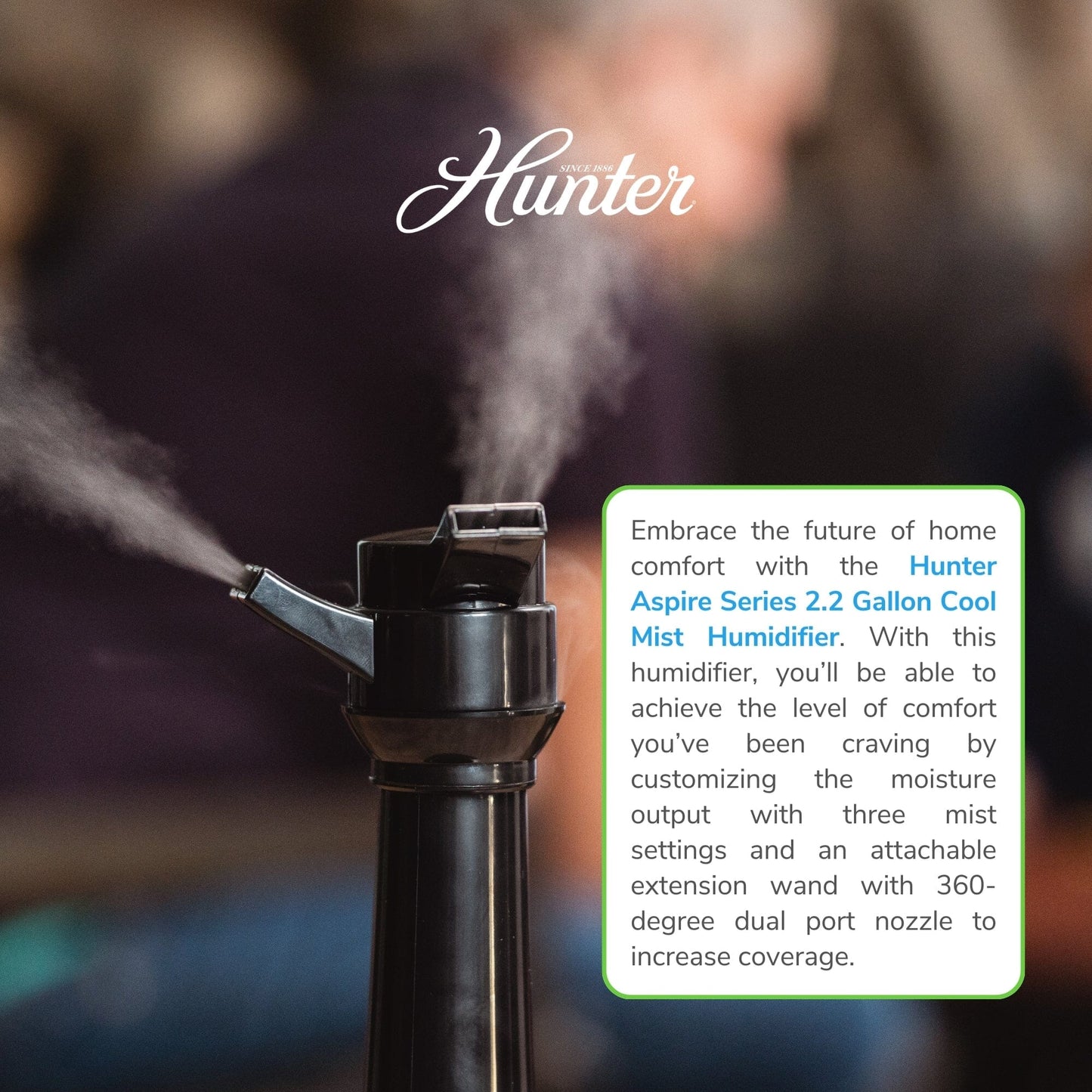 HHU400 Aspire Ultrasonic Cool Mist Humidifier Collective Hunter Pure Air 