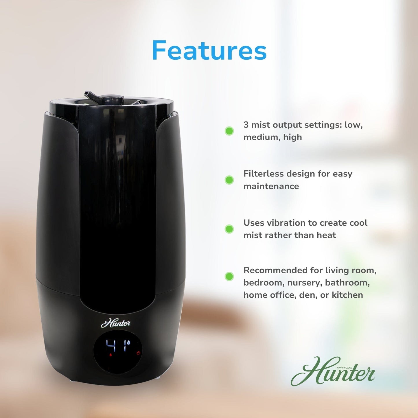 HHU400 Aspire Ultrasonic Cool Mist Humidifier Collective Hunter Pure Air 