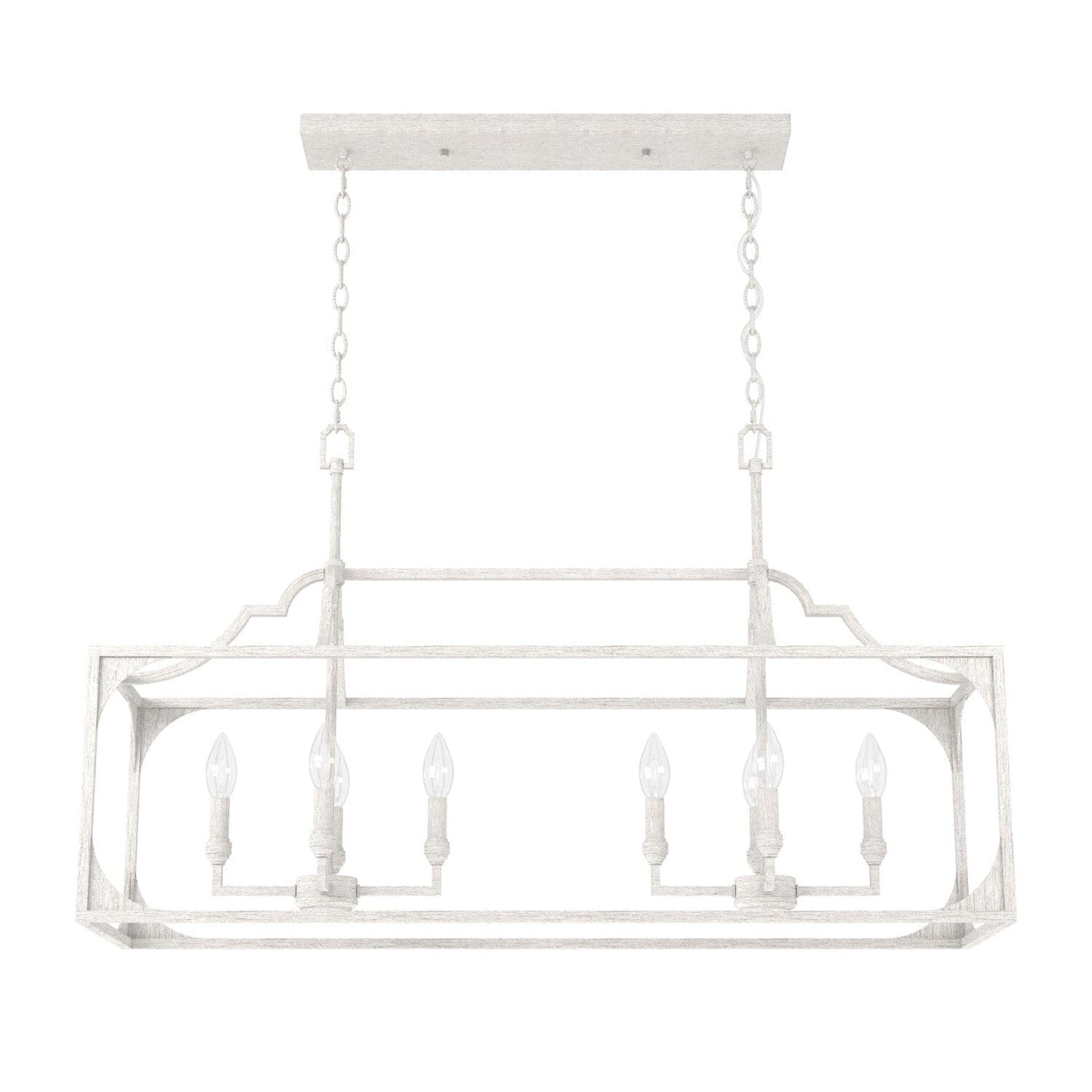 Highland Hill 8 Light Linear Chandelier Lighting Hunter Distressed White - None 