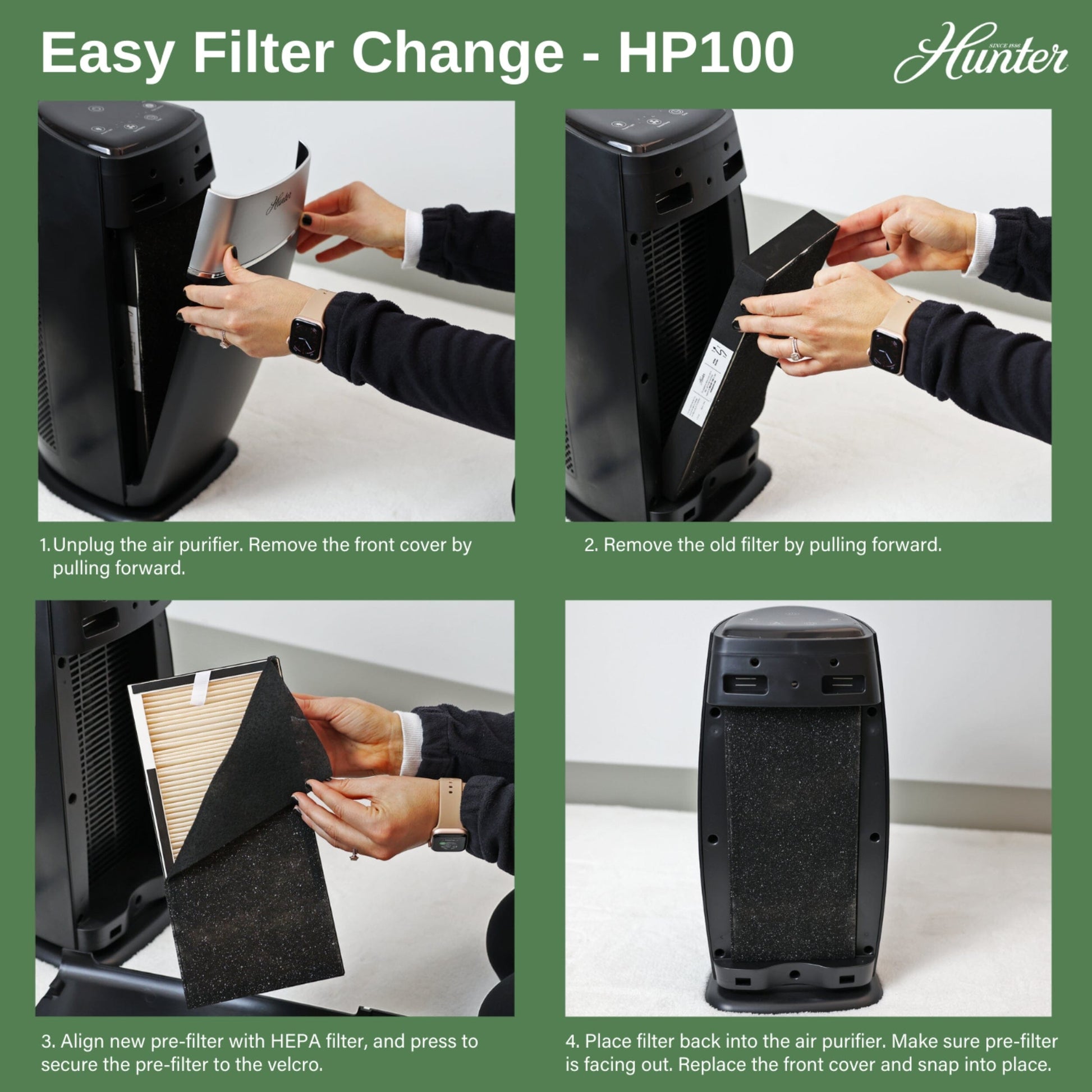 Medium Tower Air Purifier HP100 Service Parts Hunter Pure Air 