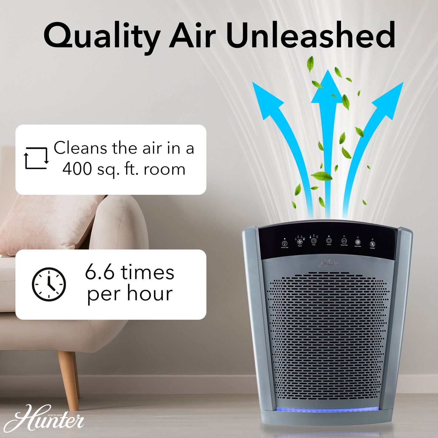 HP800 Multi-Room Large Console Air Purifier Collective Hunter Pure Air 