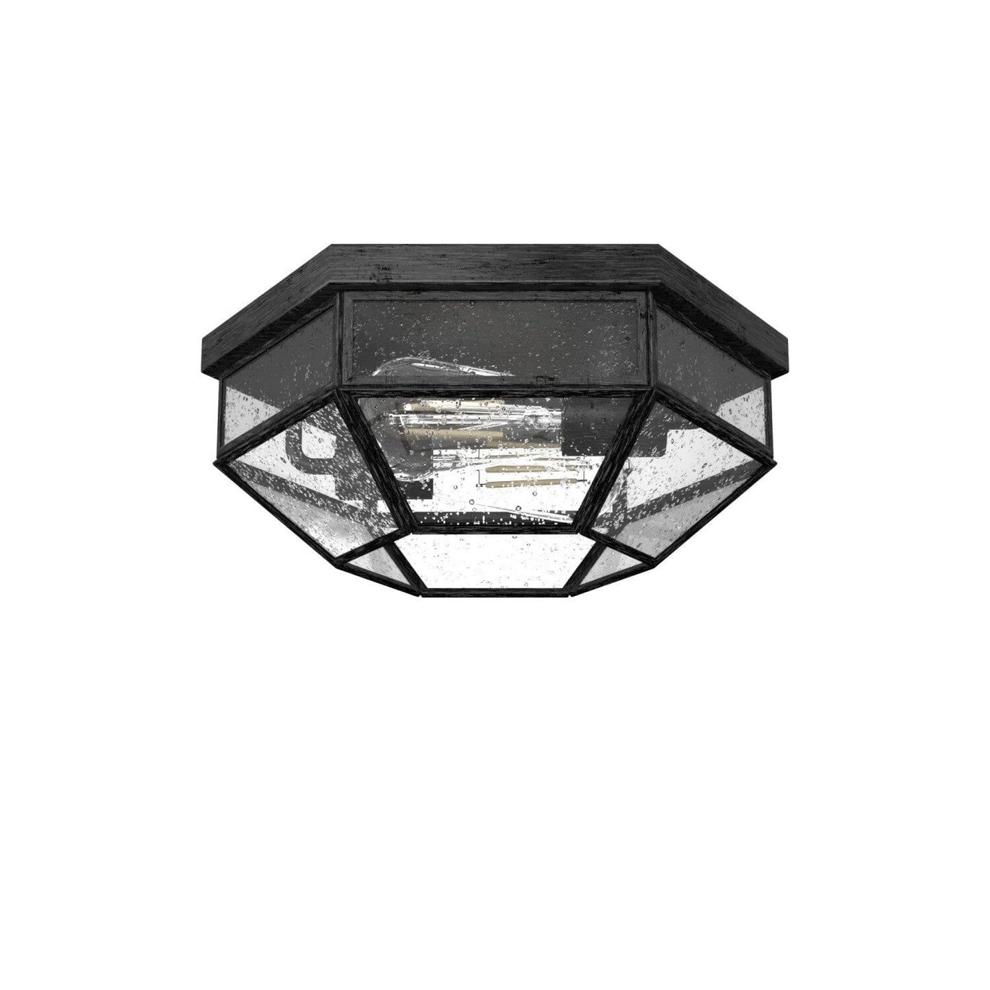 Indria 2 Light Flush Mount Lighting Hunter Rustic Iron - Seeded 