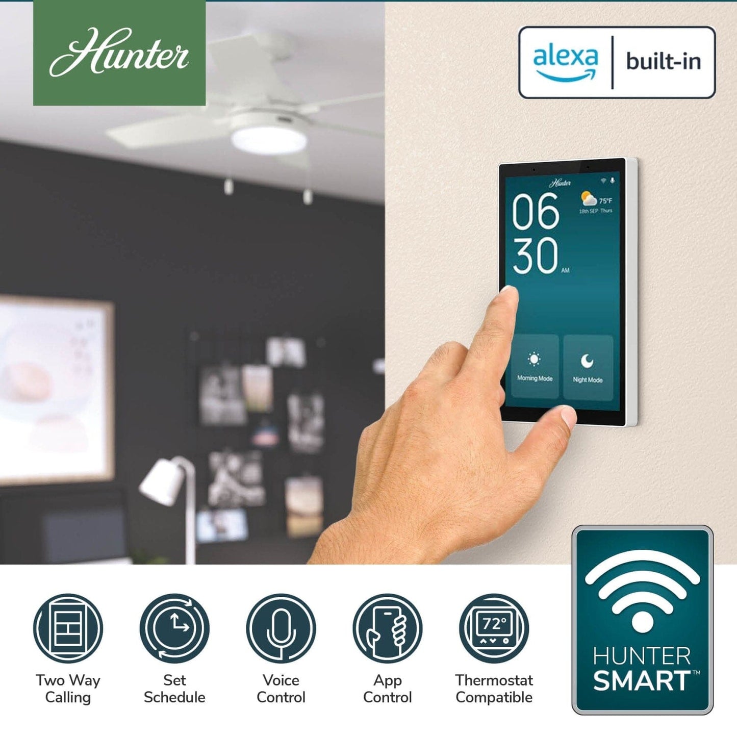 HunterSMART Smart Wall Panel - 99982 Ceiling Fan Accessories Hunter 