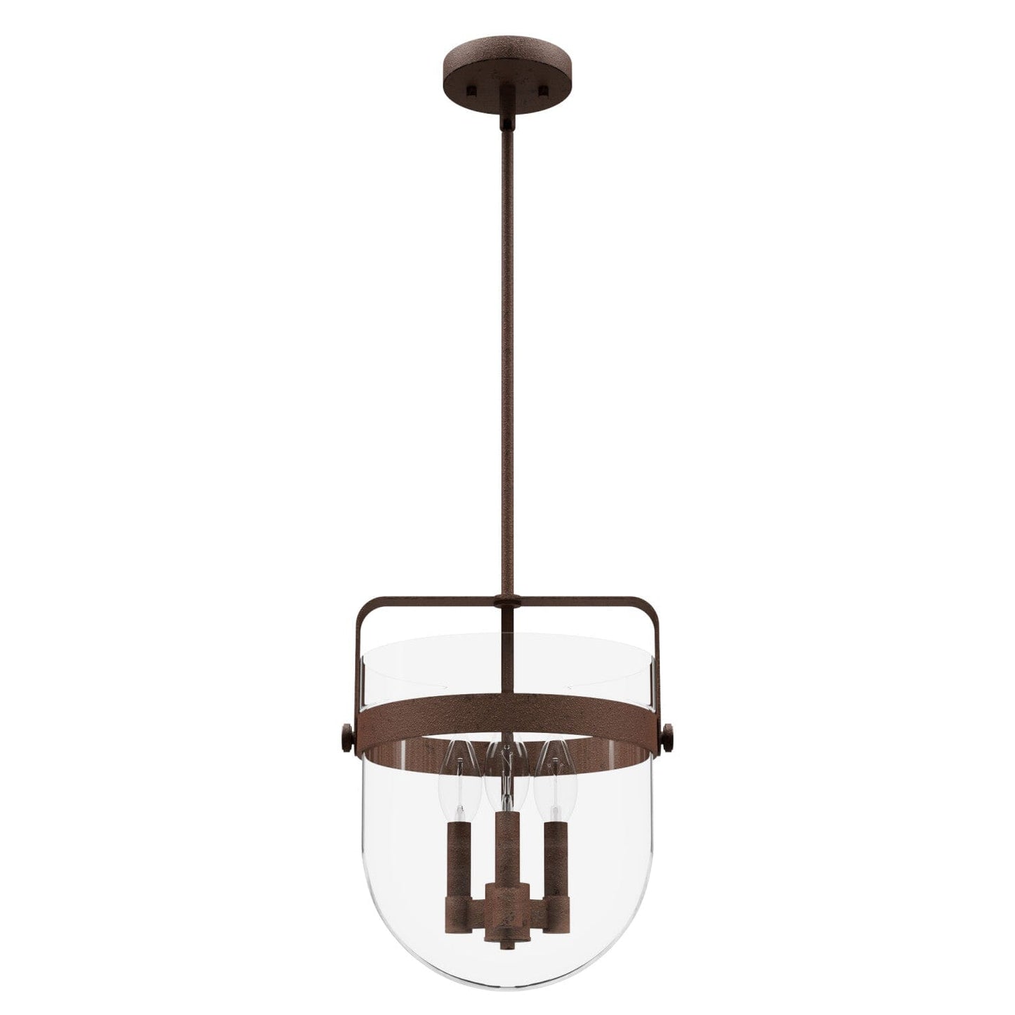 Karloff 3 Light Pendant 12 inch Lighting Hunter Textured Rust - Clear 