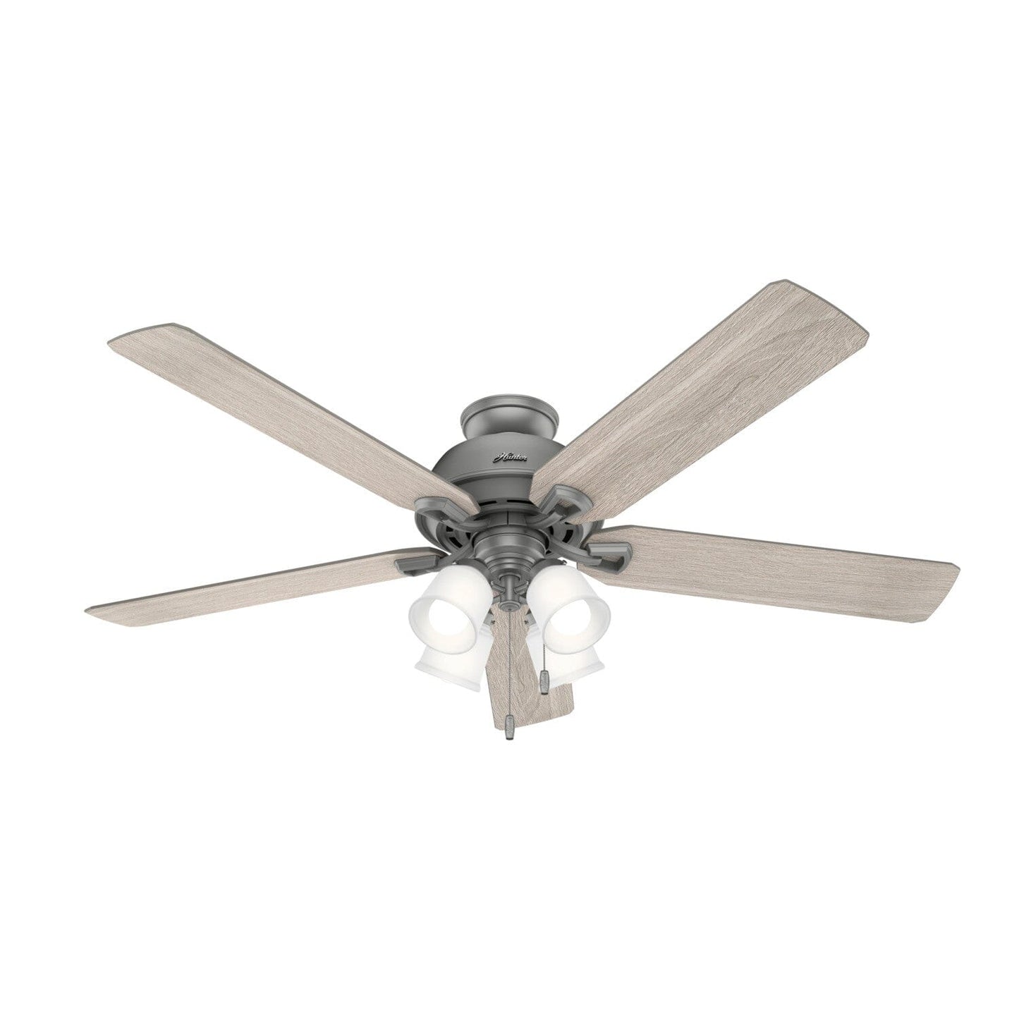 Kenilworth with LED 60 in Ceiling Fans Hunter Matte Silver - Light Gray Oak 