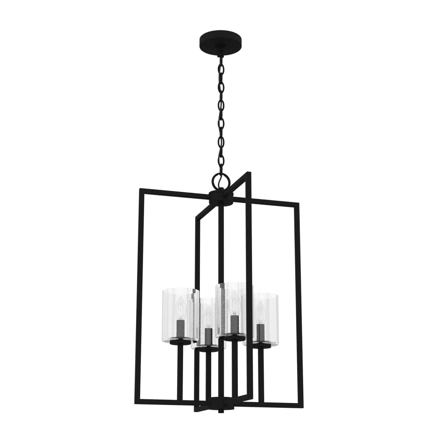 Kerrison 4 Light Small Foyer Pendant Lighting Hunter Natural Black Iron - Seeded 