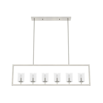 Kerrison 6 Light Linear Chandelier Lighting Hunter Brushed Nickel - Seeded 