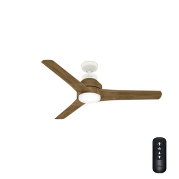 Lakemont Outdoor with LED Light 52 inch Ceiling Fans Hunter Matte White - White Washed Oak 