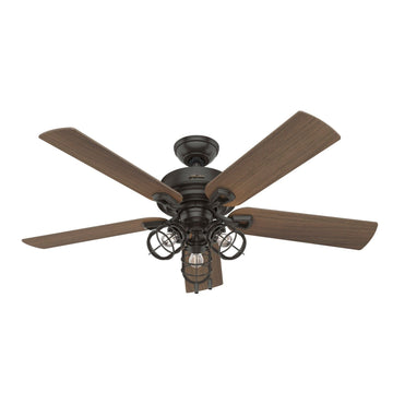 Lantern View Outdoor with LED light 52 inch Ceiling Fans Hunter Noble Bronze - Roasted Maple 