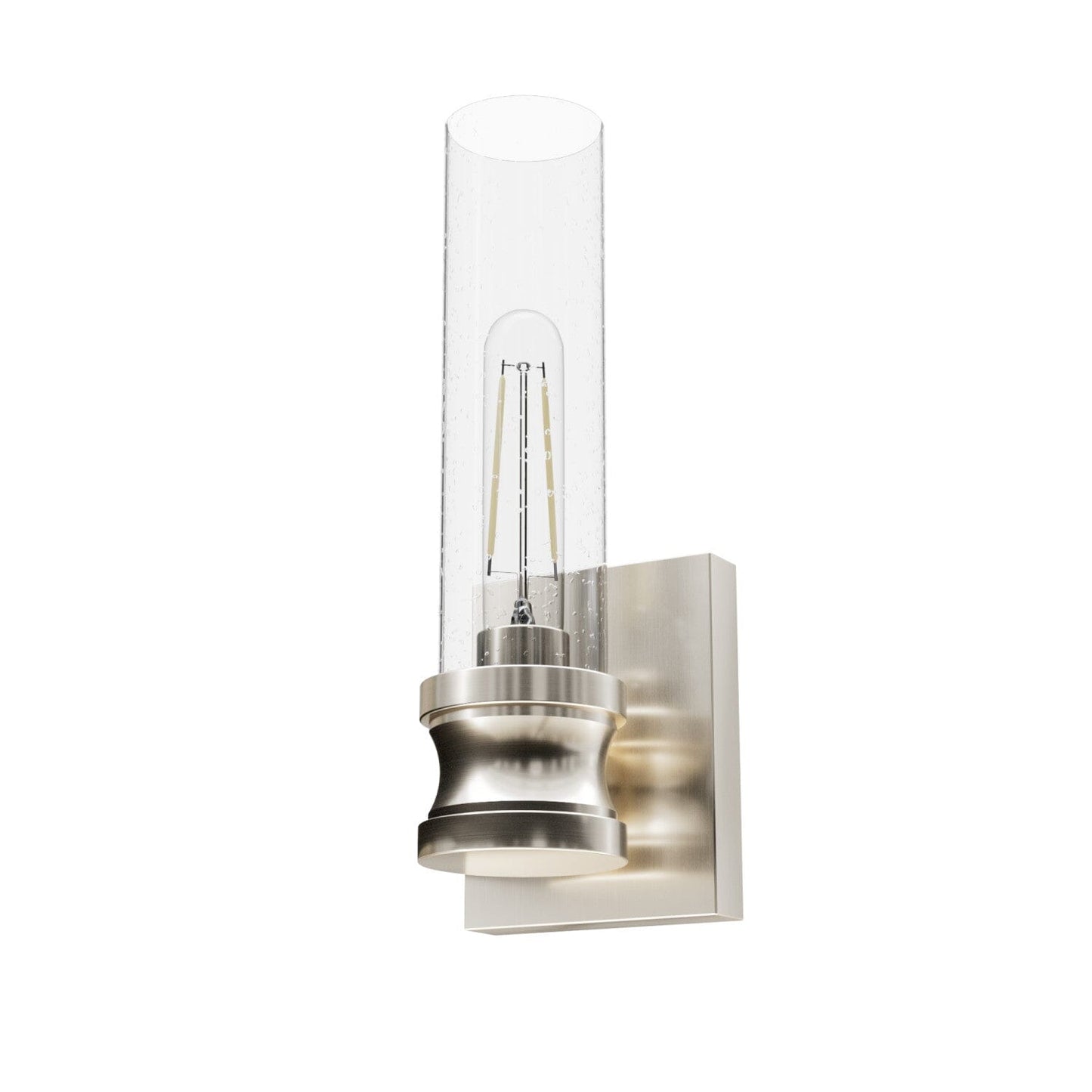Lenlock 1 Light Wall Sconce 13 inch with Seeded Glass Lighting Hunter Brushed Nickel - Seeded 